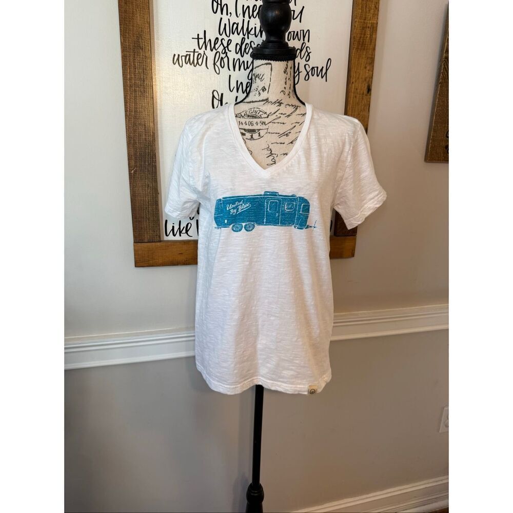 United By Blue Women's Short Sleeve Slub Cotton Camper Graphic Tee White XL
